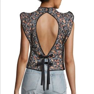 Isabel Marant Prandi Quilted Kimono Boho Open Back Top